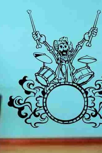 Skeleton Version 104 Drummer Drums Wall Vinyl Decal Sticker Art Graphic Sticker Sugar Skull