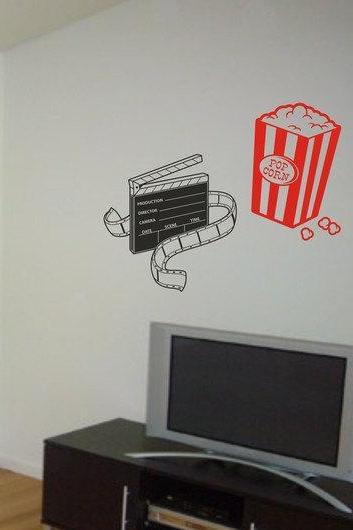 Movie Clipboard and Popcorn Decal Sticker Wall