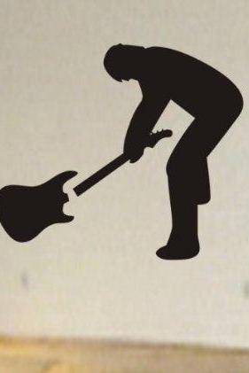 Rocker Breaks Guitar Wall Mural Decal Sticker Music