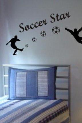 Soccer Players Shooting Goal Decal Sticker Wall
