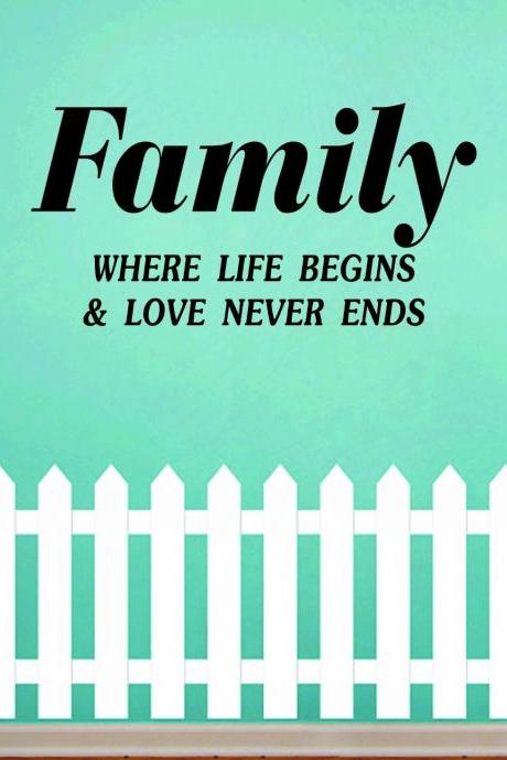 Wall Decal Quotes - Family Where Life Begins Quote Decal Sticker Wall