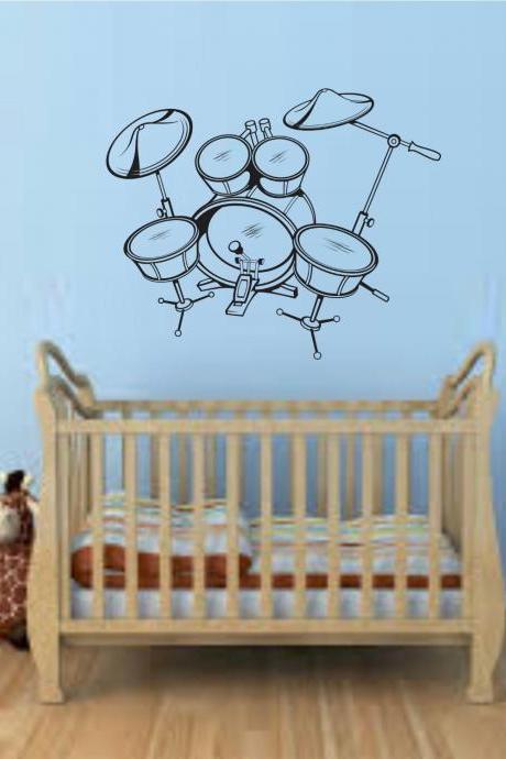 Drum SET Version 106 Wall Mural Decal Sticker Music Drums Drummer Band Drumstick Percussion I