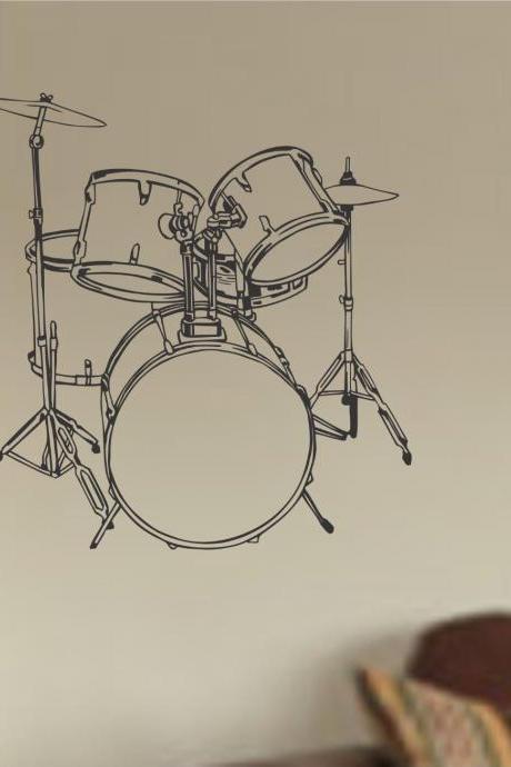 Drum SET Version 105 Wall Mural Decal Sticker Music Drums Drummer Band Drumstick Percussion I
