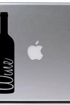 Wine Bottle And Glass Decal Sticker Laptop Car Window