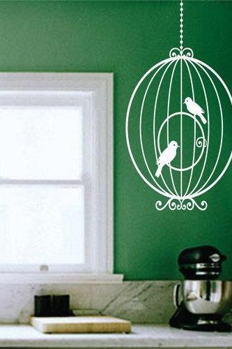 Birdcage With Birds Wall Mural Decal Sticker Vinyl Version 1