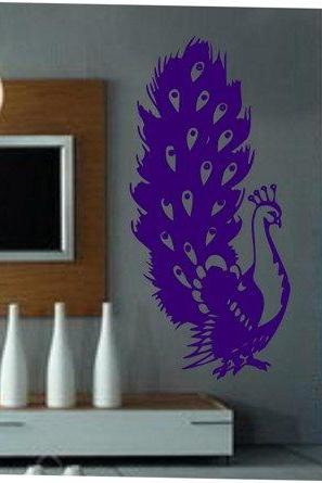 Peacock Decal Sticker Bird Birds Of Paradise Pretty Cute Exotic Animal Feather Wall