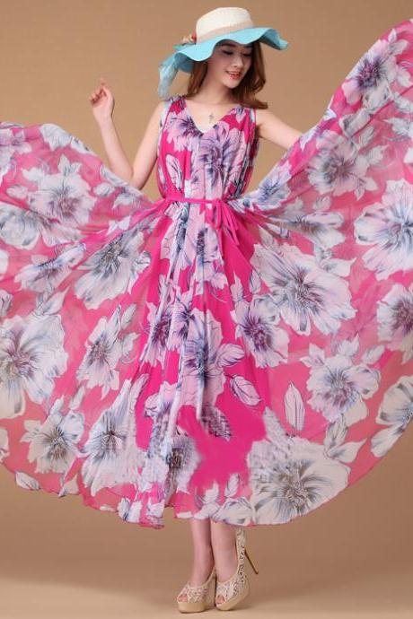 Summer Lily Floral Long Beach Maxi Dress Lightweight Sundress Plus Size Summer Dress Holiday Beach Dress Bridesmaid dress Long Prom Dress