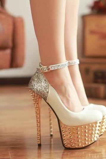 Gold Strappy High Heel Sandals on Luulla