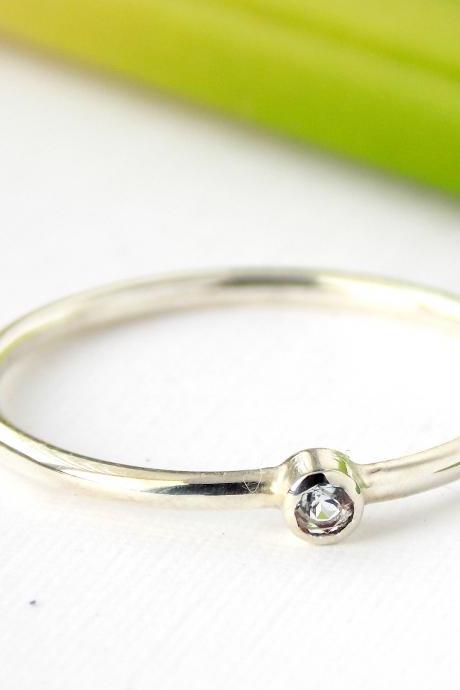 Tiny Birthstone Ring: silver ring, sterling silver ring, dainty ring, tiny ring, small ring, birthstone ring, stacking ring, stackable ring