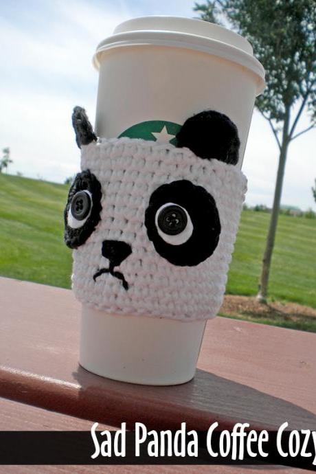 Sad Panda Coffee Cozy Crochet Pattern