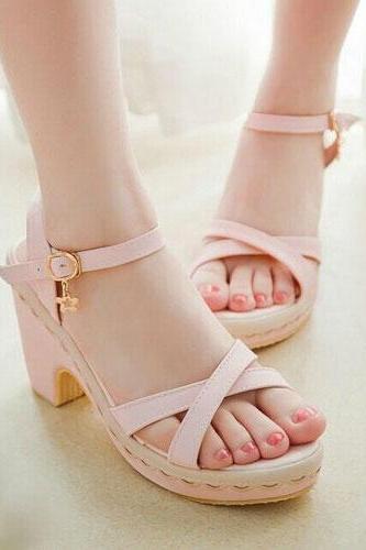 Sweet Buckle Thick High-heeled Platform Sandals [grxjy5190587]