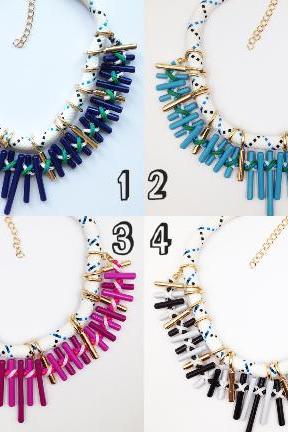 H2109 NEW HOT SALE trendy Fashion 4 color metal stick rope chain bib collar Necklace nickel free