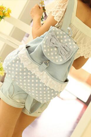 Pretty Backpack with Bow and Lace, Backpack for School