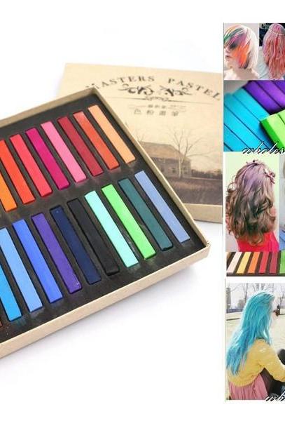 Temporary 24 pcs Colors Non-toxic Chalk for hair color Dye Soft Hair crayons Paste Kit color Pastels Stick