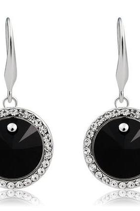 Neoglory Black Crystal Decoration Earrings (black)