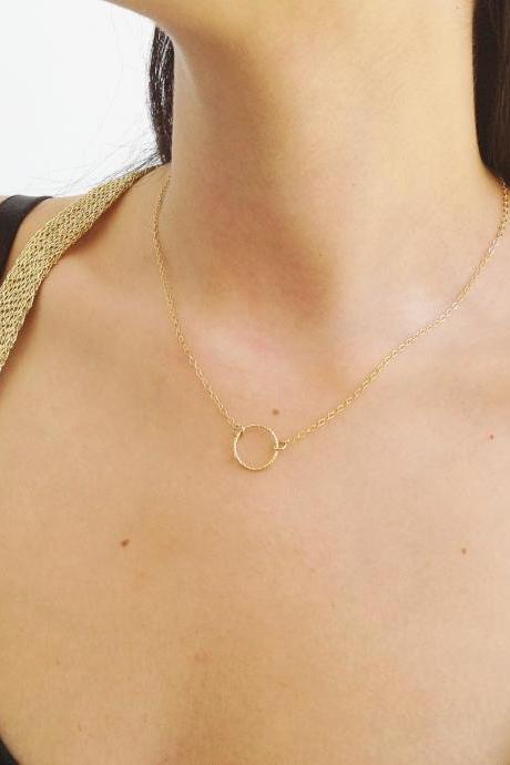Gold necklace, circle necklace, everyday necklace, karma necklace, simple everyday necklace - 10050