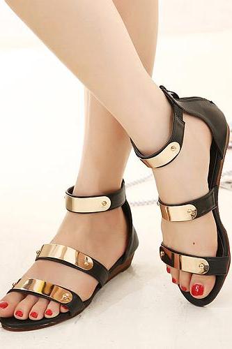 Black And Gold Gladiator Sandals
