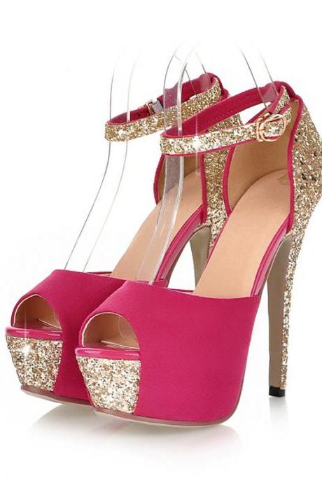 Beautiful Peep Toe Diamond Design High Heel Sandals in Pink,Blue and Black