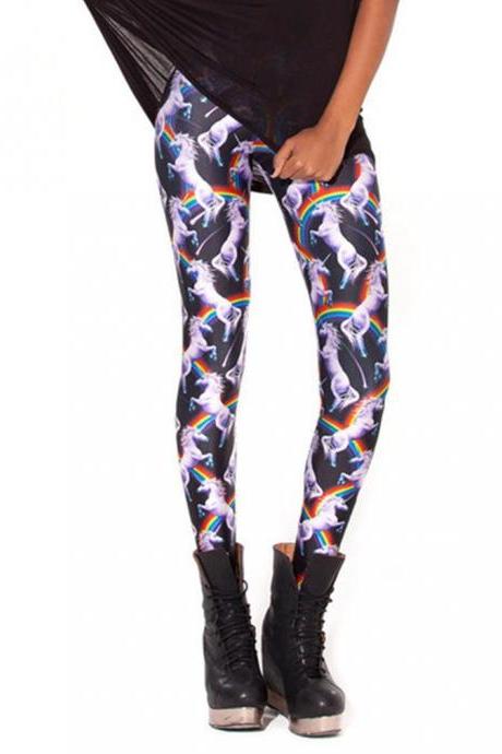 ± FREE SHIP ± Pirate Punk Leggings Galaxy Pants Digital Printing ADVENTURE TIME Attack Of The Unicorn Leggings For Wome