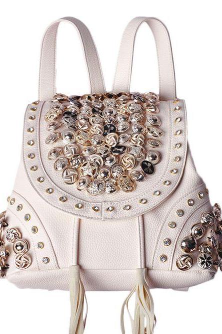 Studded Back pack in Black and Apricot