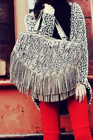 Fashion Leopard shoulder bag tassel bag handbags