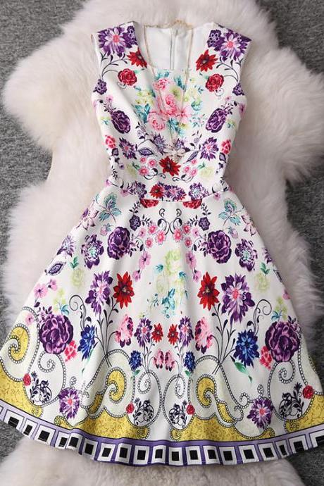 Sexy Temperament Printed Sleeveless Dress