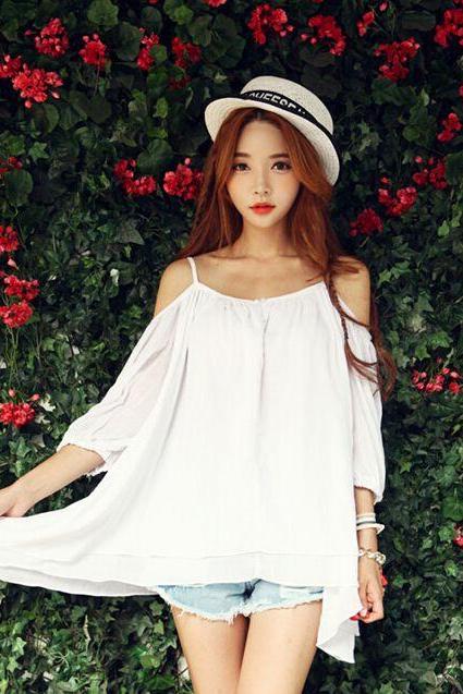 【✨氣質型選手！】Off shoulder comfy top/ white
