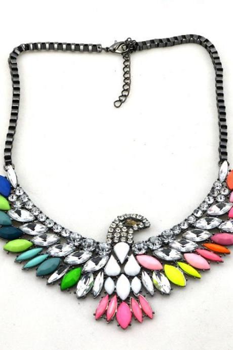 *FREE SHIPPING* High Quality Women Luxury Costume Fashion Chunky Necklaces & Pendants Chokers Crystal birds Gorgeous Statement jewelry