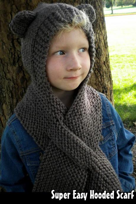 Super Easy Hooded Scarf Knitting Pattern