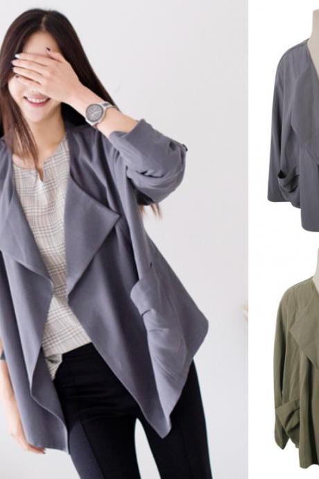 *Free Shipping* Cardigan Jacket Outerwear Outer Grey Green Khaki Autumn Fall Jumper Stylish Office Casual Women Natural Fit Boxy 438732660 비벌스