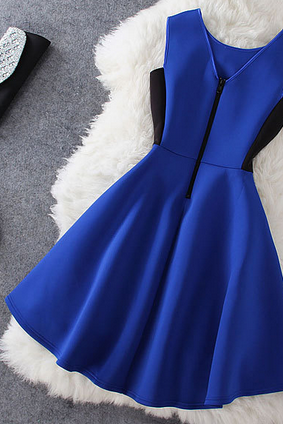 Blue Stitching Sleeveless Dress Ax082805ax