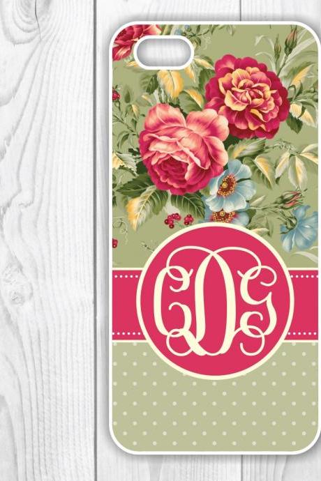 Monogrammed Floral Design Samsung Galaxy S4 Case - Personalized iPhone Case