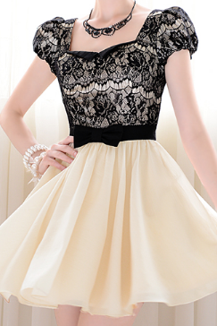 AX083105ax Fashion lace short-sleeved dress
