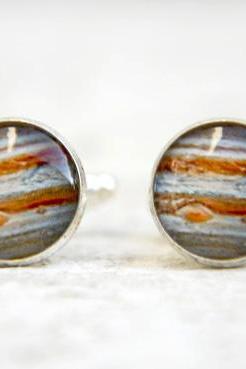 Jupiter Cufflinks, Space Cuff Links, Beautiful Colors, Groomsmen Gift