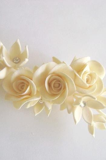 Ivory Rose Stephanoris Hair Flower. Wedding Hair fascinator. Birdal/Bridesmaid Hair Clip
