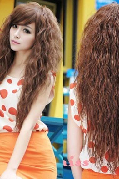 Fashion Sexy Long Full Curly Wavy Synthetic Human Like Hair Wigs Cosplay Party Wig