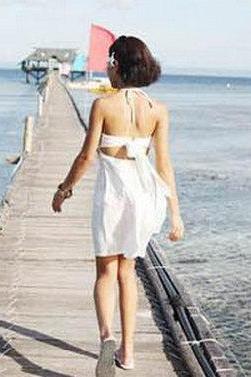 Look Simple Nice Swimsuit White Color 3 Pcs Beach Cover Up Dress &amp;amp; Bikini