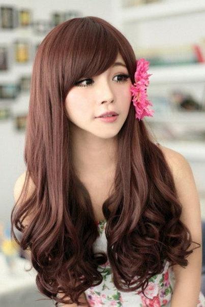 new fashion charming women girl long curly wave brown hair full wigs cosplay wig