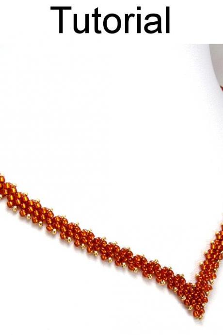 Peyote Stitch Necklace Patterns - Diagonal Peyote Tutorials - Diy Necklace - Jewelry Making - Simple Bead Patterns - V-neck #149
