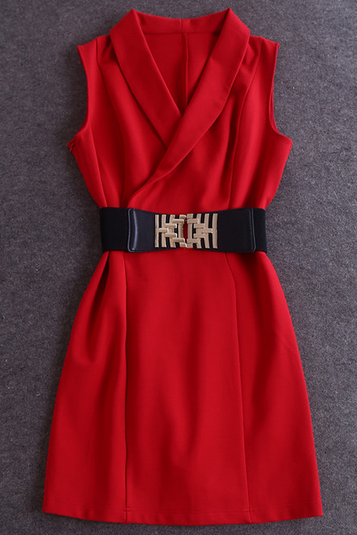 Stylish stitching sleeveless dress AX090403ax