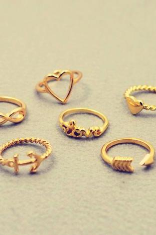 *Free Shipping* New fashion jewelry heart anchor infinity love finger ring set gift for women ladies' R1161