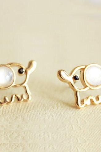 Sweet Little Opal Elephant Earrings &Studs