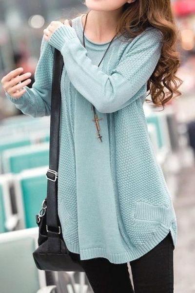 Fashionable and Sweet New Autumn Fashion Women Knitting Round Neck Long Sleeve Sweater