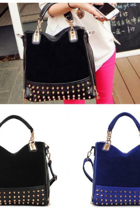 Fashion women's work bag casual leather handbags scrub rivet shoulder bag women messenger bags,