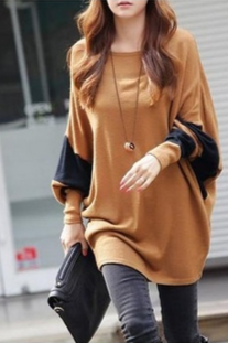 CoffeeBlends Women Fashion Round Neck Bat Sleeve New Korean Autumn Style Simple Casual Loose Tops One Size