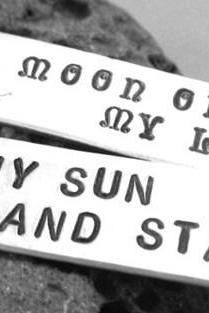 Moon of My Life & My Sun and Stars Hand - Stamped Aluminum Keychain Pair