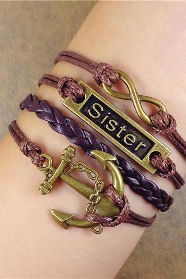 Sister Bracelet, Anchor Bracelet, Infinity Bracelet, Personalized Bracelet, Birthday Bracelet, Christmas Gift