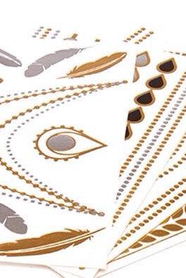 Rouelle ELLEtatts WHOLESALE 100 Pieces of Flash Tattoos, Metallic Tattoos, flash tattoos, gold tattoos, silver tattoos, temporary tattoos