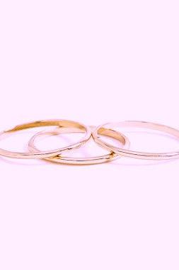 Rouelle ROZ Set of Five 14 Karat Rose Gold Plated Rings: Dainty Rose Gold Plated Above the Knuckle Rings.