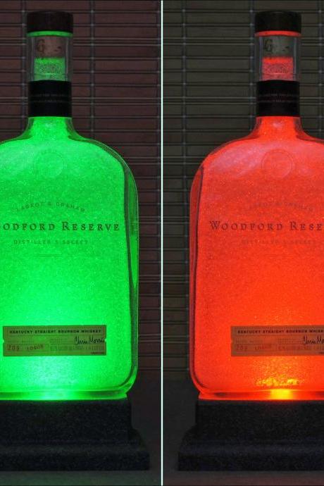 Woodford Reserve Kentucky Bourbon Whiskey Color Changing LED Remote Control Eco LED Bottle Lamp Bar Light